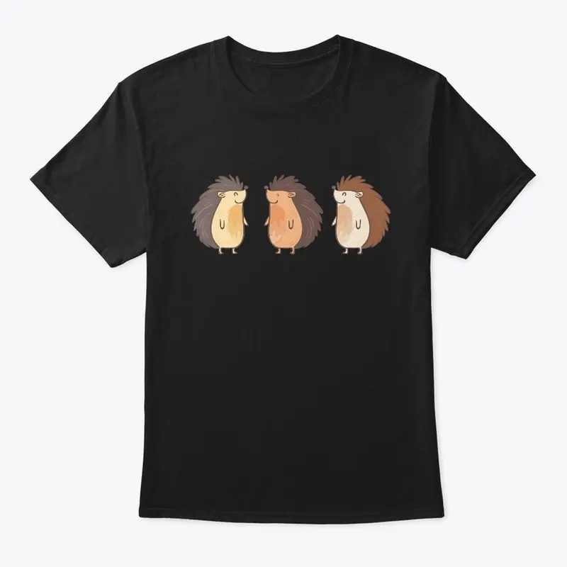 Three Little Cute Hedgehog Art Design